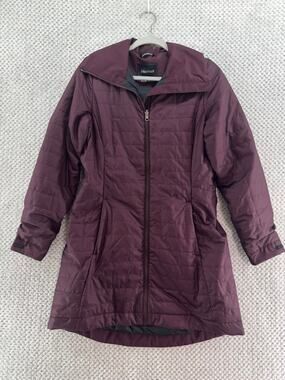 Marmot Full Zip Jacket Womens M Plum Burgundy Mid Thigh Pockets Winter